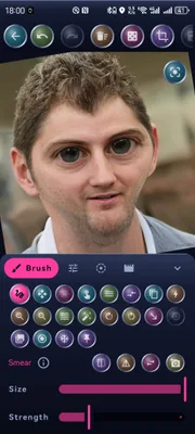 Meltorama warping a portrait photo with the brush tool
