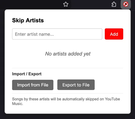 Skip that Noise artist blacklist