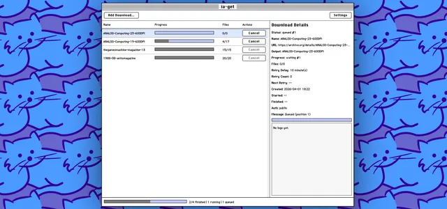 ia-get Docker download queue